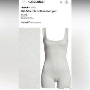 Skims heather grey rib stretch cotton romper